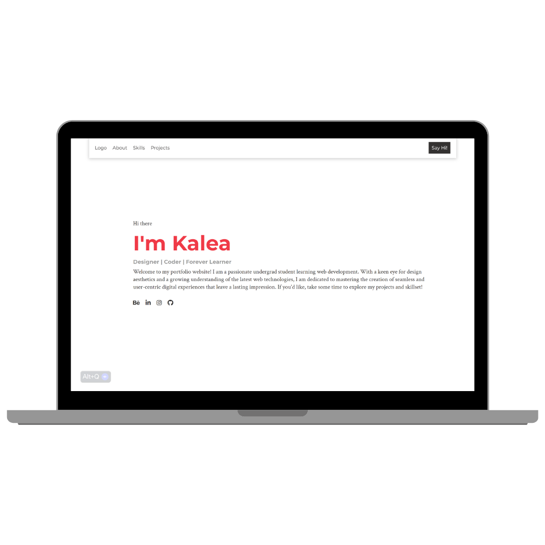 mockup image of Kalea Loftis Porfolio wwebsite